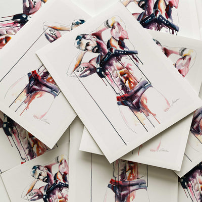 Muscular Bearded Man in Harness with Tattoos - Art Print Artist Brenden Sanborn