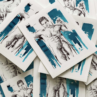 Young Male in Doorway, Smooth Body, Sexy Smile - Art Print Artist Brenden Sanborn