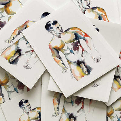 Standing Male Nude Looking Off to the Side - Art Print Artist Brenden Sanborn