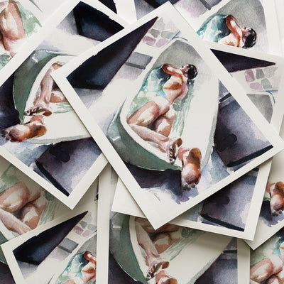 Soothing Escape: A Man in a Bathtub Giclee Art Print Artist Brenden Sanborn