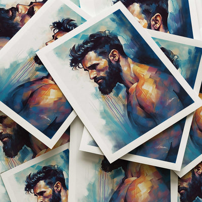 Bearded Male Figure in Thoughtful Profile - Art Print Artist Brenden Sanborn