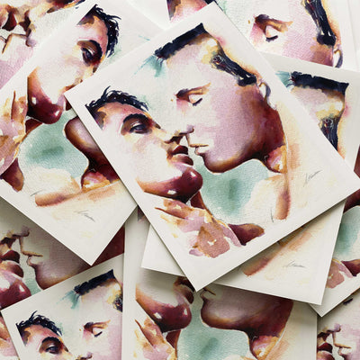 Tender Moment Between Lovers as They Lean in Close - Art Print Artist Brenden Sanborn