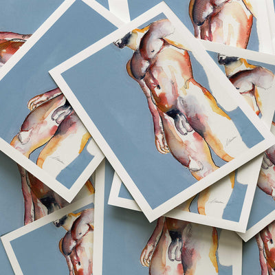 Bearded Male Nude with Defined Abs Standing in Natural Light - Art Print Artist Brenden Sanborn