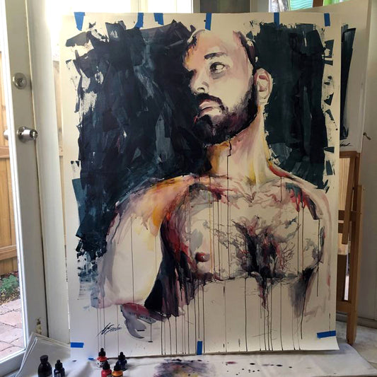 Emergence of a Bearded Adonis - 48x60" Original Watercolor