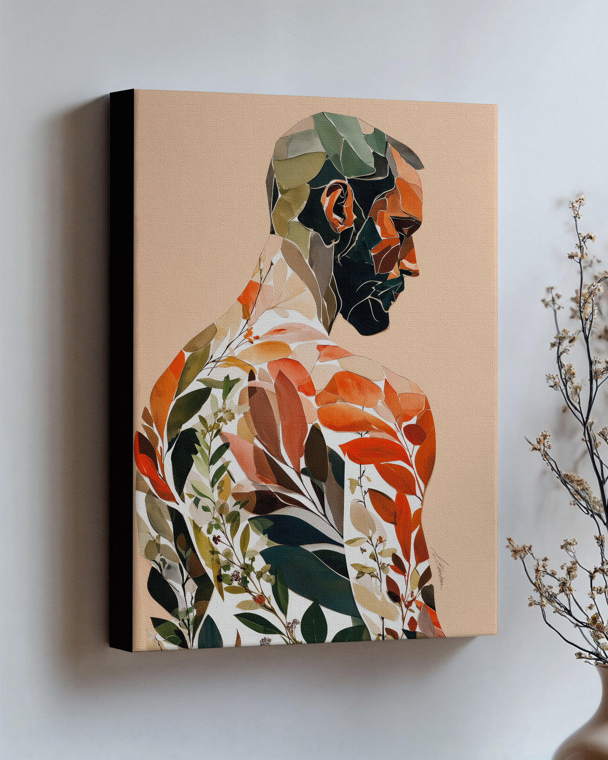 Autumn Inside on stretched canvas with black edges, hung on a wall and seen at an angle