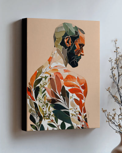 Autumn Inside on stretched canvas with black edges, hung on a wall and seen at an angle