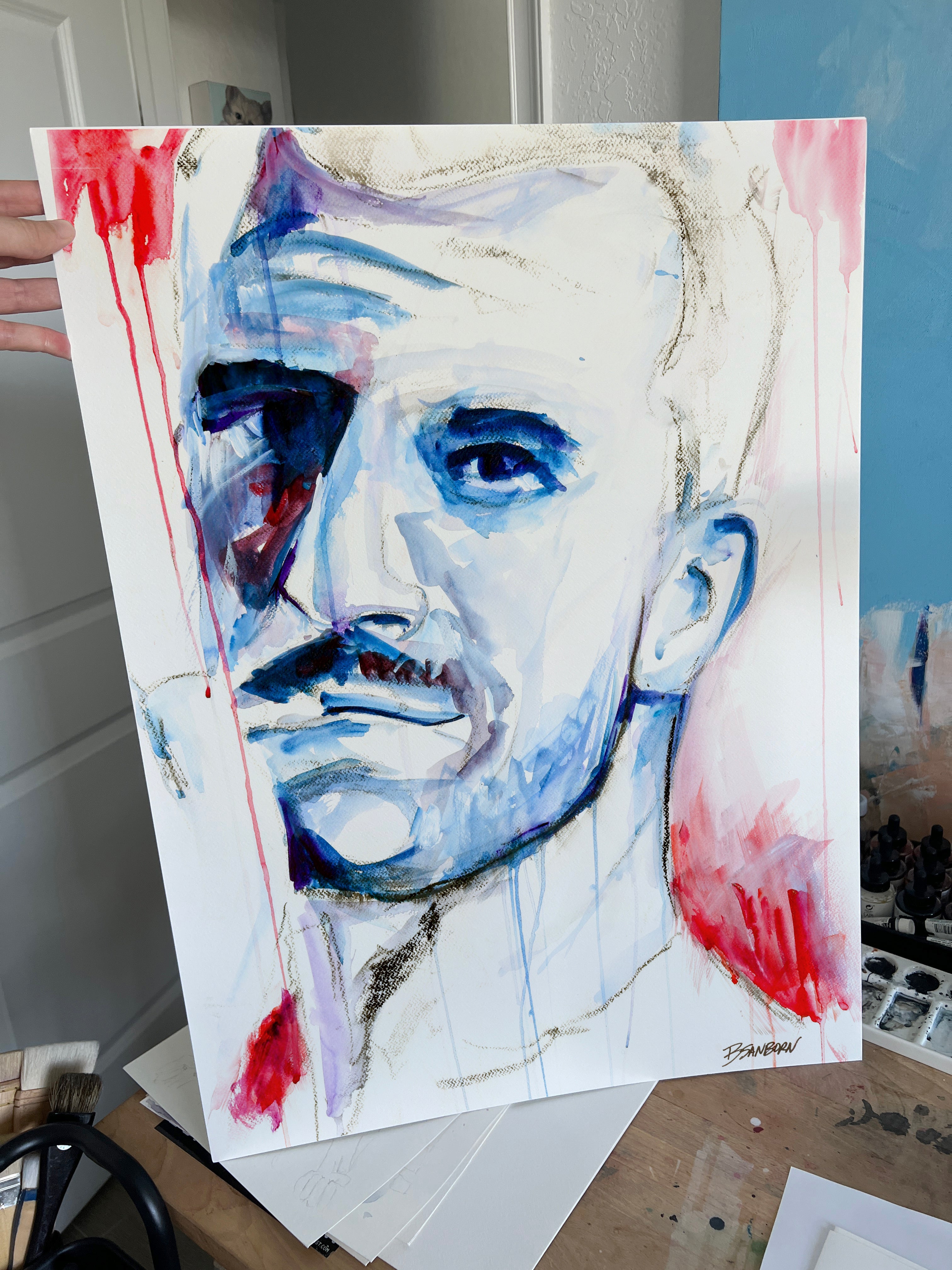 What He Doesn’t Say – 22x30" Original Watercolor Artist Brenden Sanborn