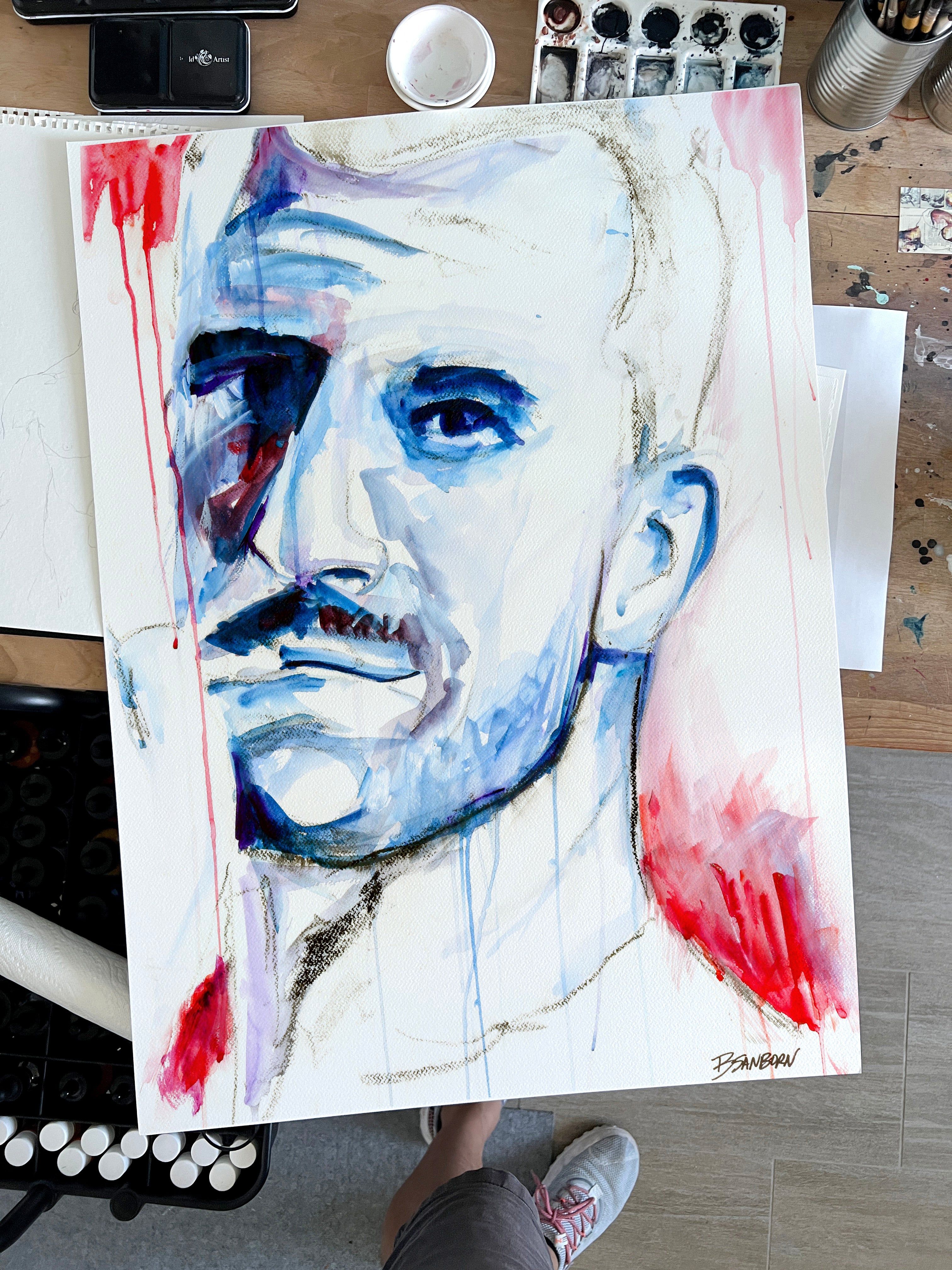 What He Doesn’t Say – 22x30" Original Watercolor Artist Brenden Sanborn