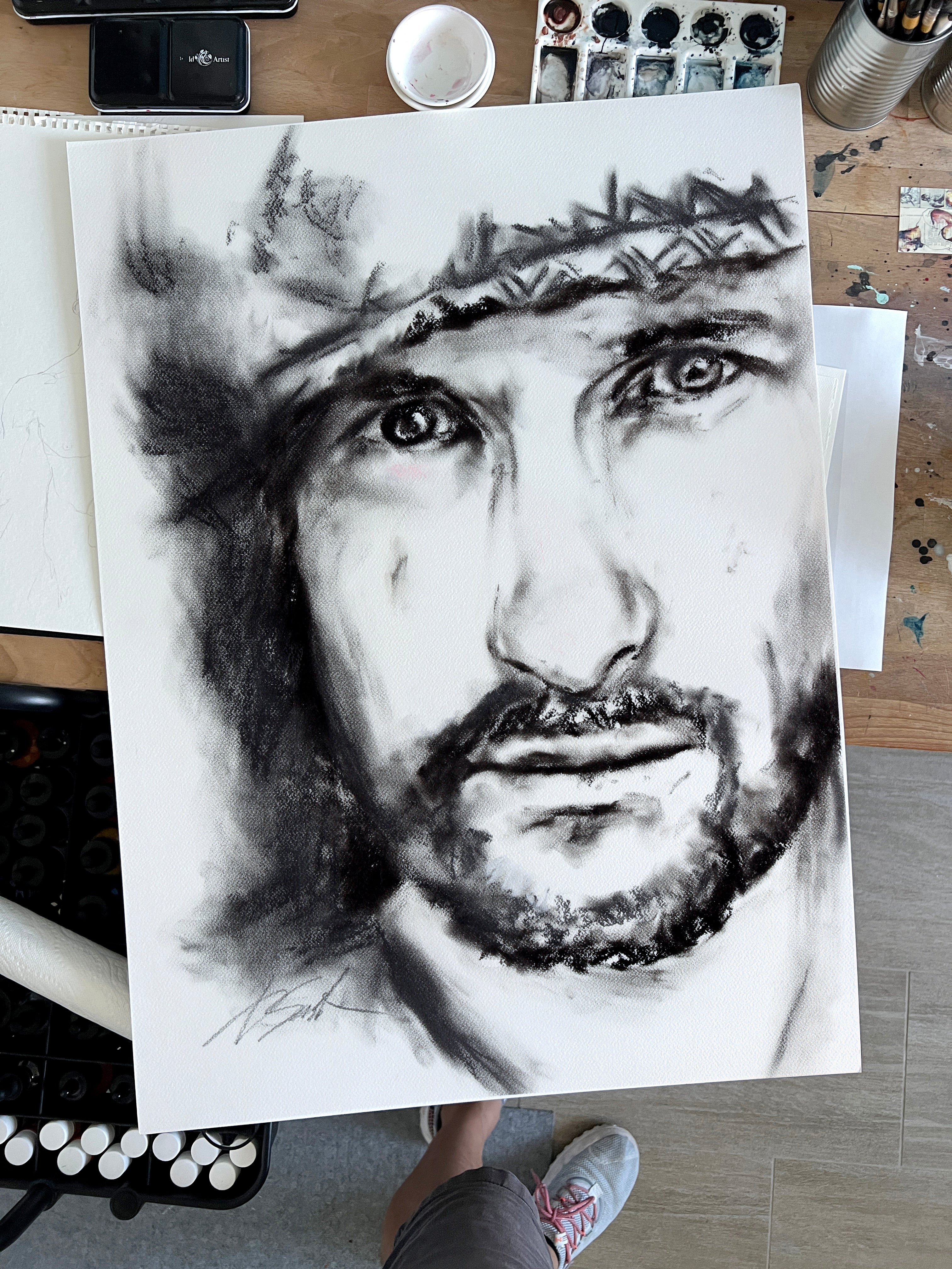 Where the Light Pauses – 22x30" Original Charcoal Artist Brenden Sanborn