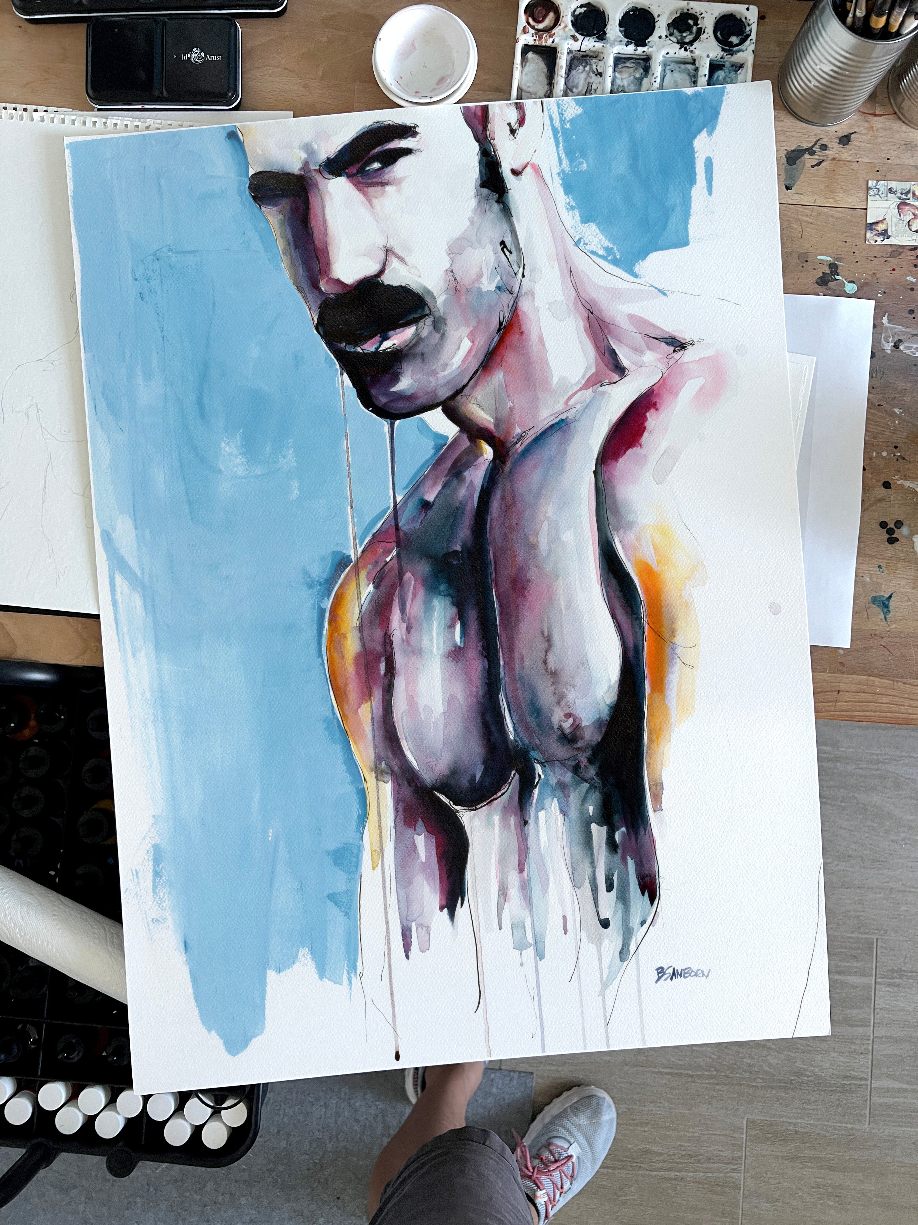 Upon Further Discussion – 22x30" Original Watercolor Artist Brenden Sanborn