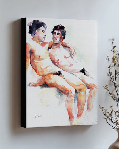 Heavenly Moment on stretched canvas with black edges, hung on a wall and seen at an angle