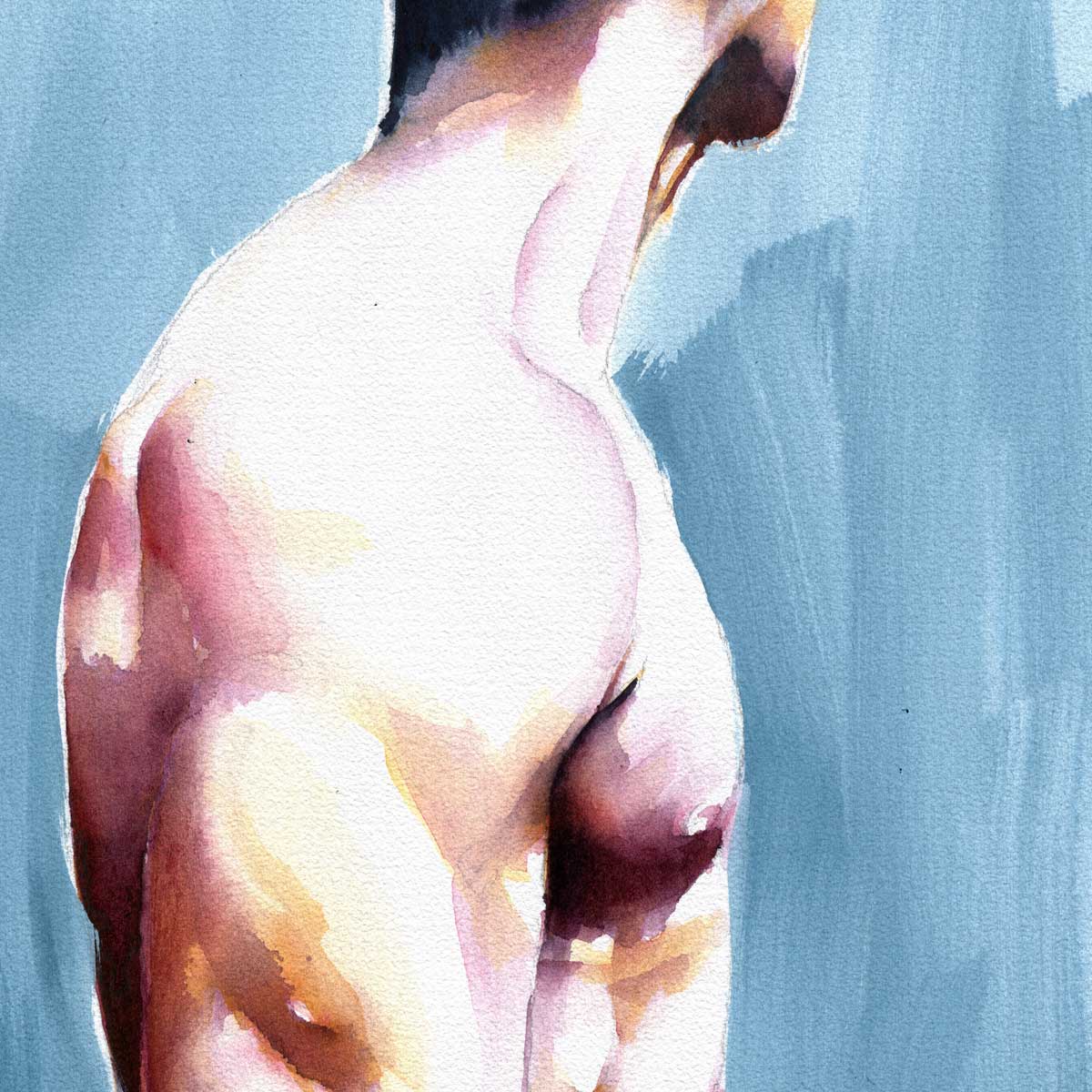 Male Figure in Quiet Reflection Turned Away - Art Print