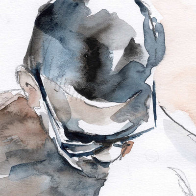 Male Torso with Dark Tonal Shades - 9x12" Original Watercolor Painting Artist Brenden Sanborn