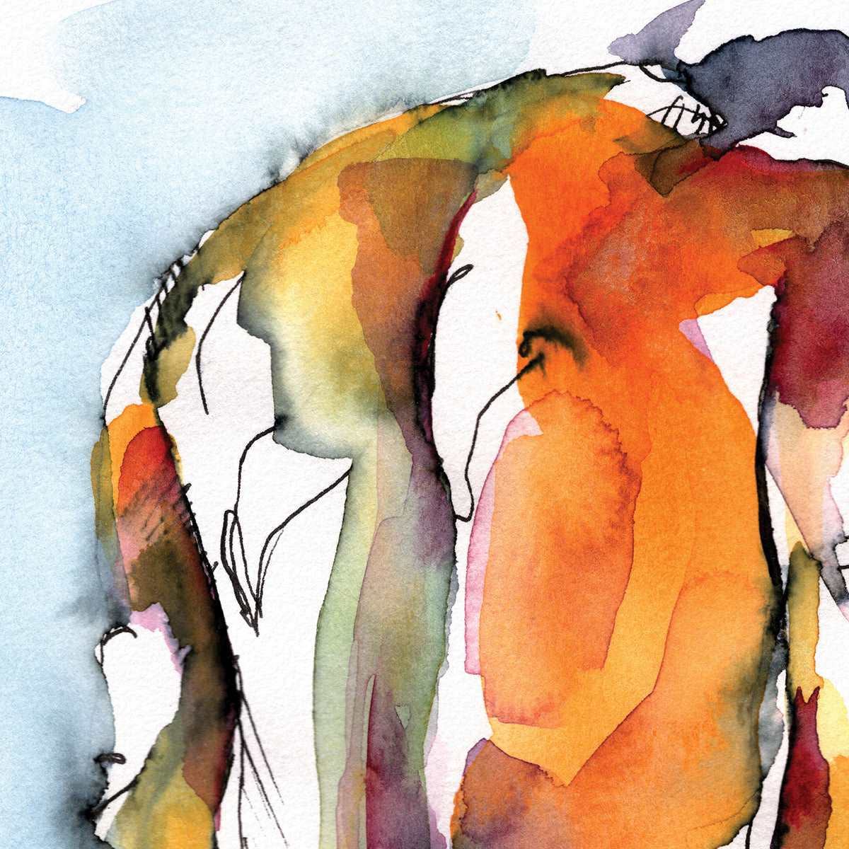 Classical Male Physique in Ink & Watercolor: A Revealing Pose