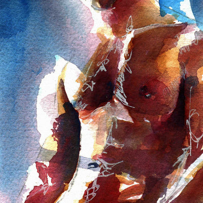 Muscular Male Nude Leaning Against a Wall - Art Print Artist Brenden Sanborn