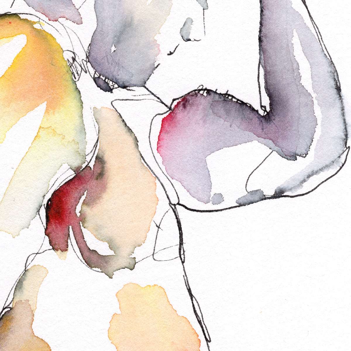 Full Nude Male Leaning Against the Wall - Original Watercolor Painting