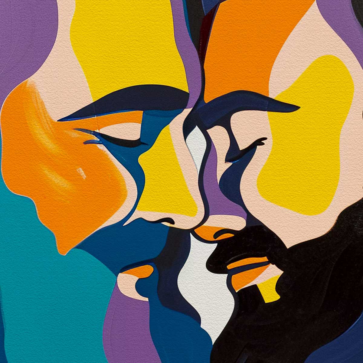 Bearded Lovers Lost in Colorful Harmony – Art Print