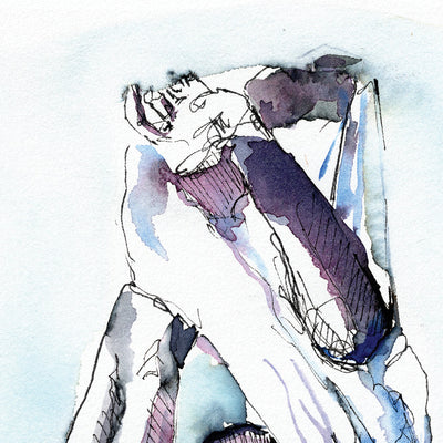 Sultry Descent of Fabric: Well-Toned Man Revealed - Original by Brenden Sanborn Artist Brenden Sanborn