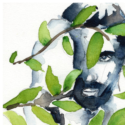 Nature's Embrace - Bearded Man Amidst Verdant Vines - Original Art Artist Brenden Sanborn