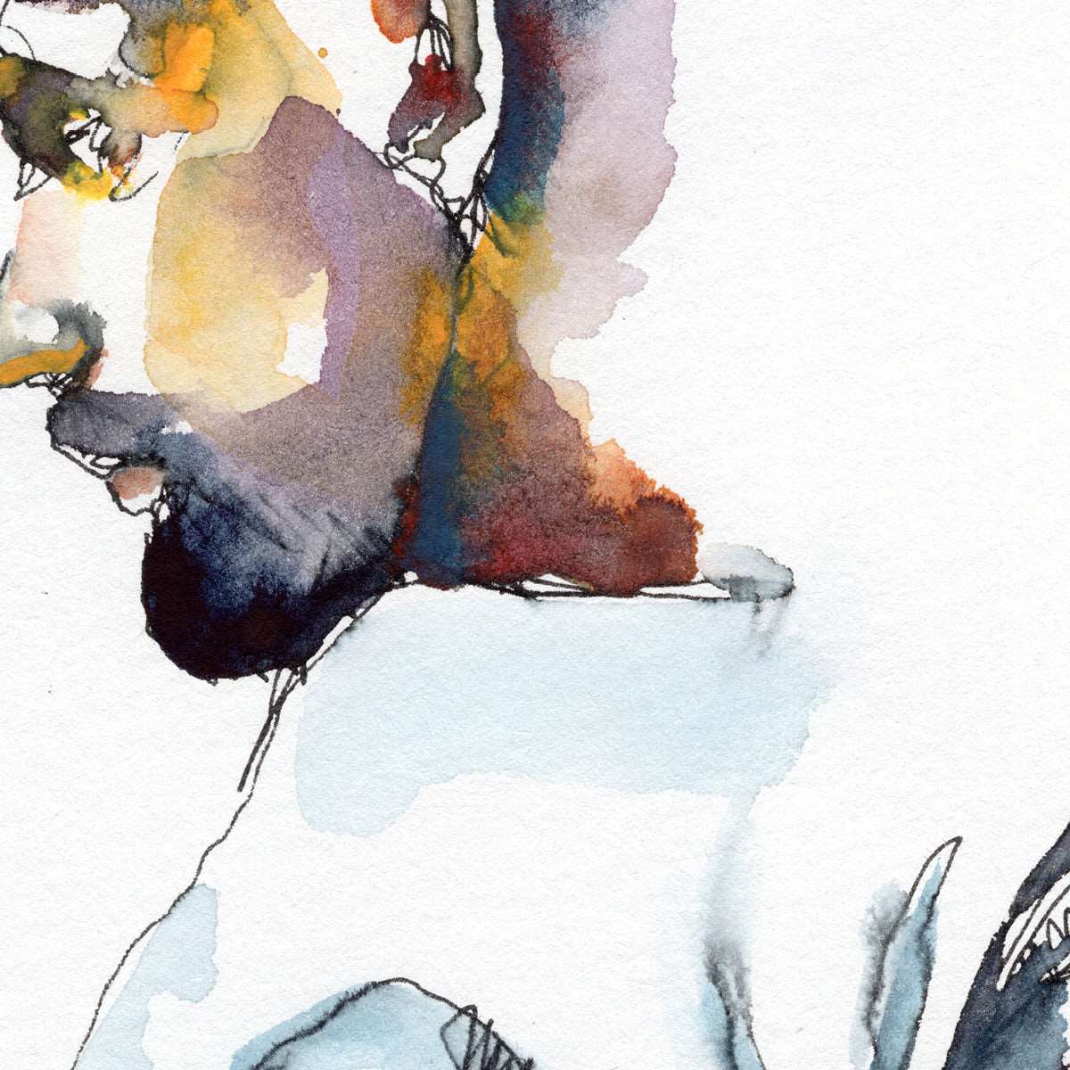 Man Lifting White T Shirt Contemporary Style - Original watercolor