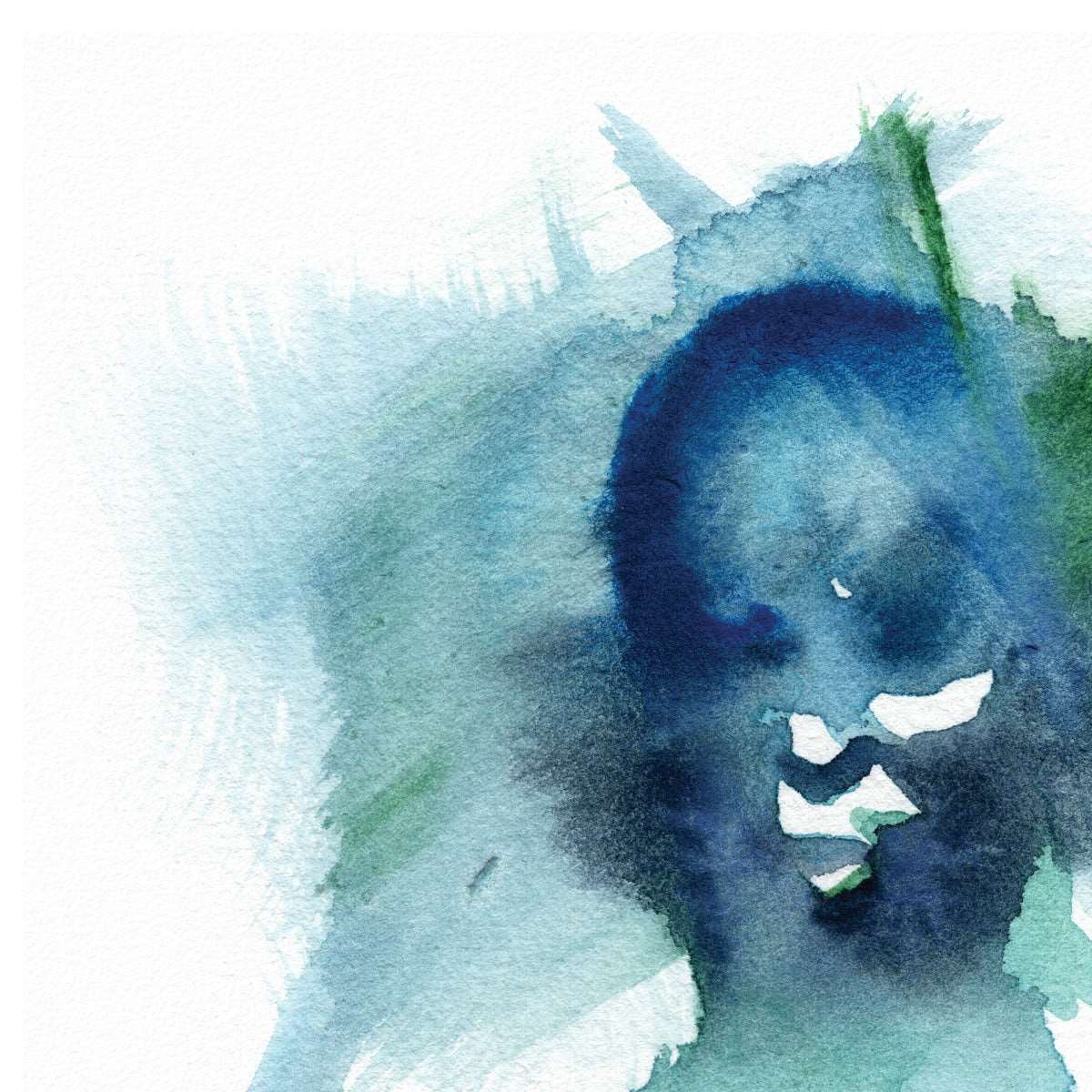 Abstract Male Figure in Blue Watercolor Painting - 6x9" Original Artwork