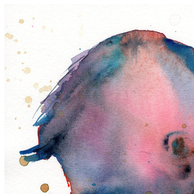 Profile of Bearded Man - 6x9" Original Watercolor Painting Artist Brenden Sanborn