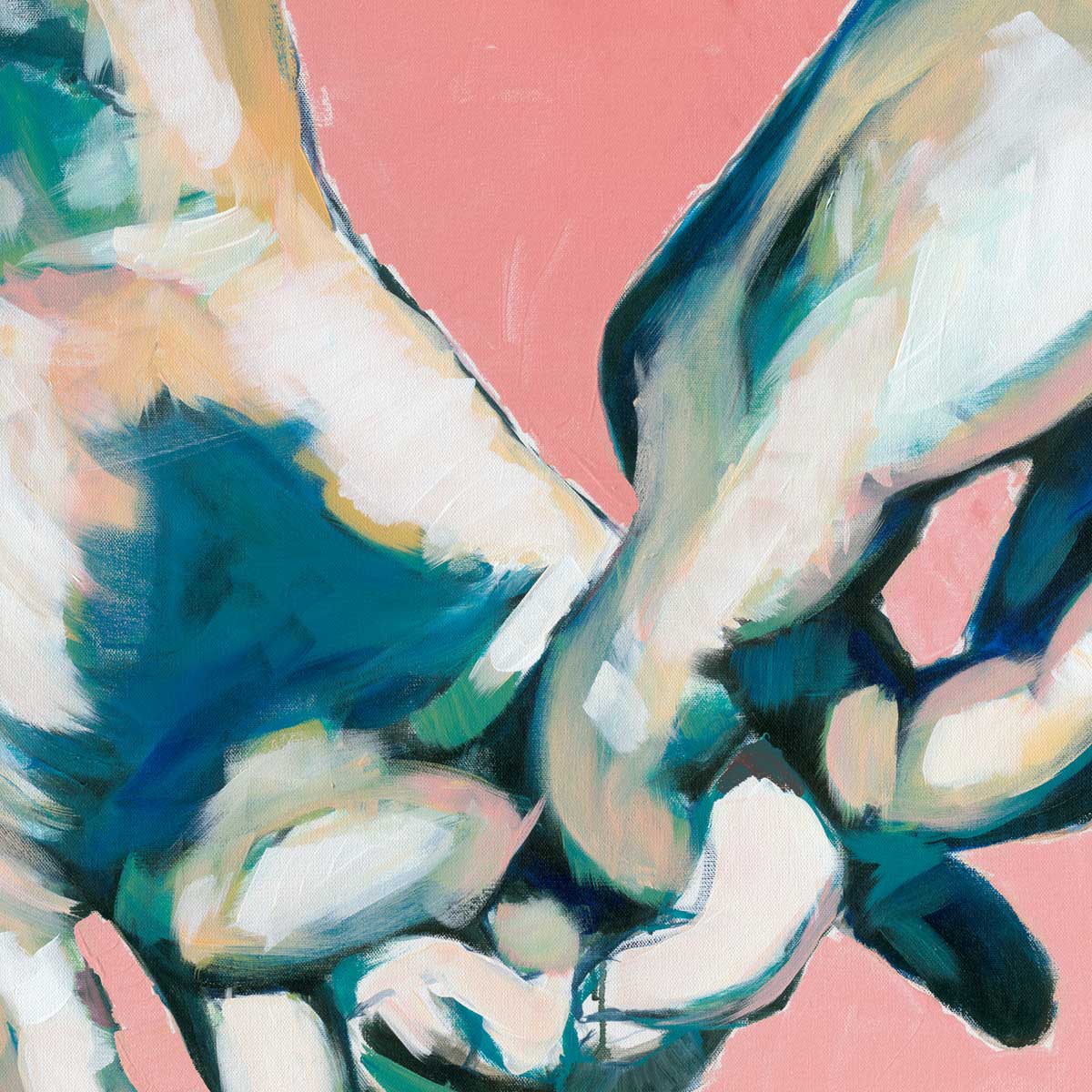 Two Men's Hands Intertwined in Tender Gay Love - Art Print