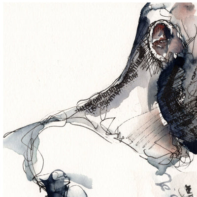 Rugged Elegance - Bearded and Muscular - 6x9" Original Watercolor and Ink Painting Artist Brenden Sanborn