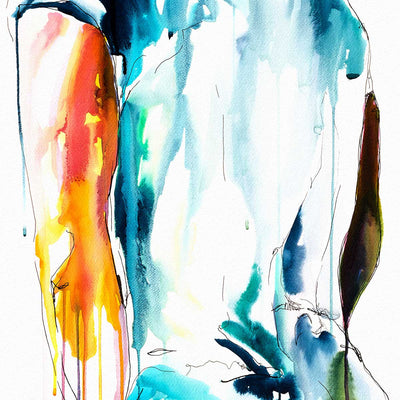 Back View of Male Figure Draped in Cloth with Bowed Head - Art Print Artist Brenden Sanborn