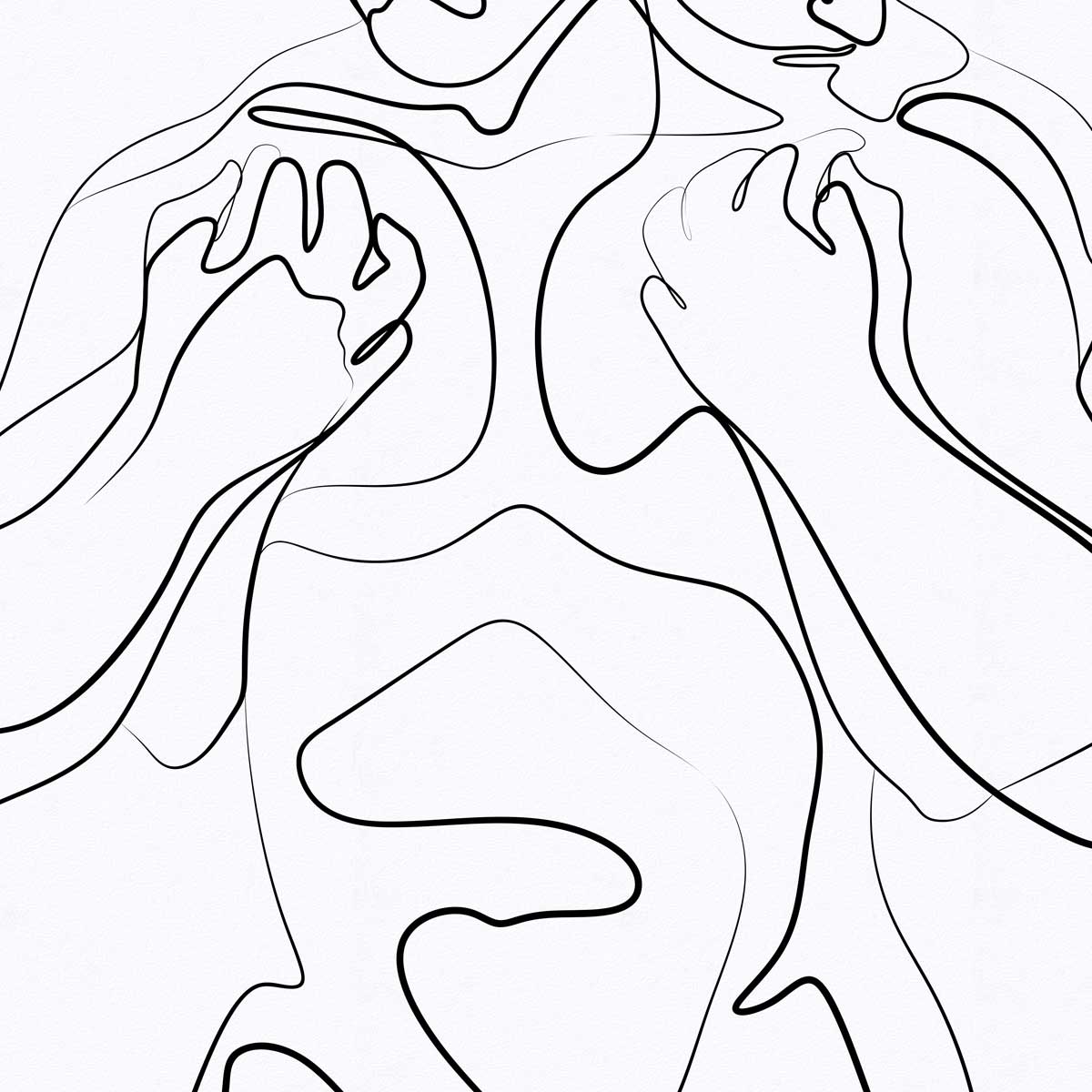 Holding Close Two Men in a One-Line Embrace – Art Print