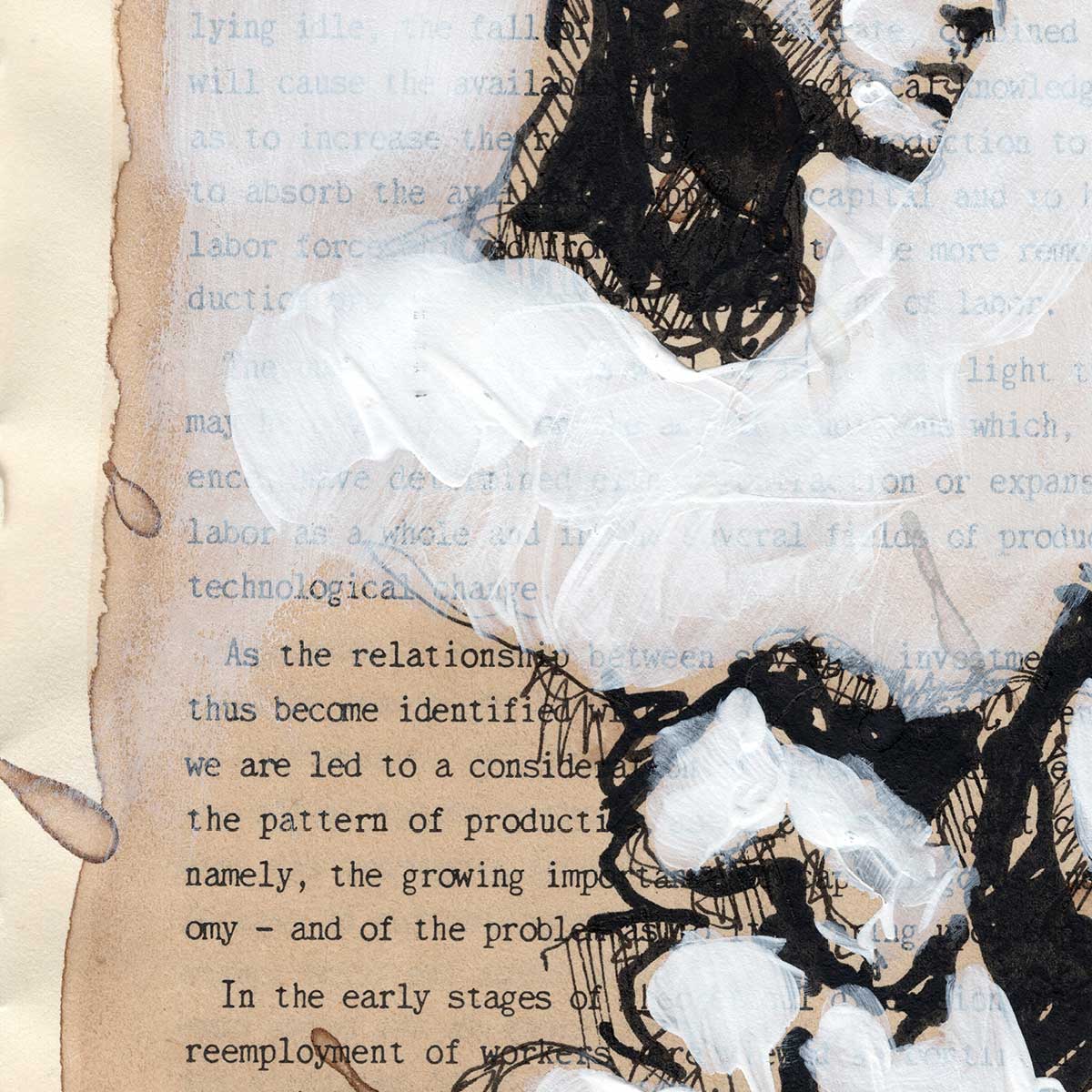 Muscular Figure on Literature - 6x9" Original Book Paper Art