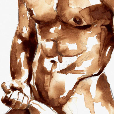 Coffee Nude Pulling Underwear - Art Print Artist Brenden Sanborn