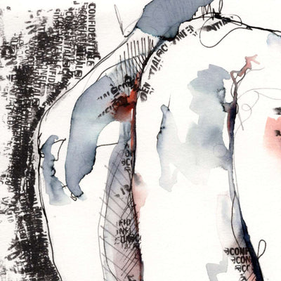 Ink Script Male Silhouette - 6x9" Original Watercolor Painting Artist Brenden Sanborn