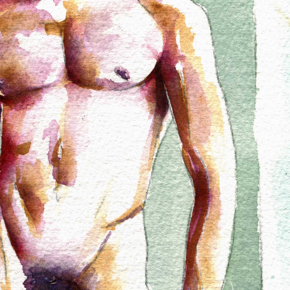 Standing Nude Male with Soft Expression - Art Print