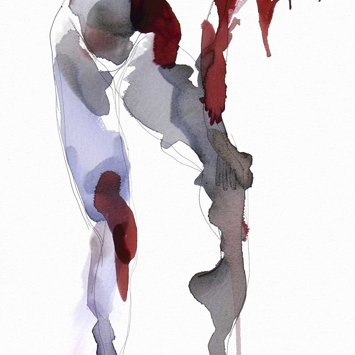 Grace in Descent Male Figure Watercolor - Art Print