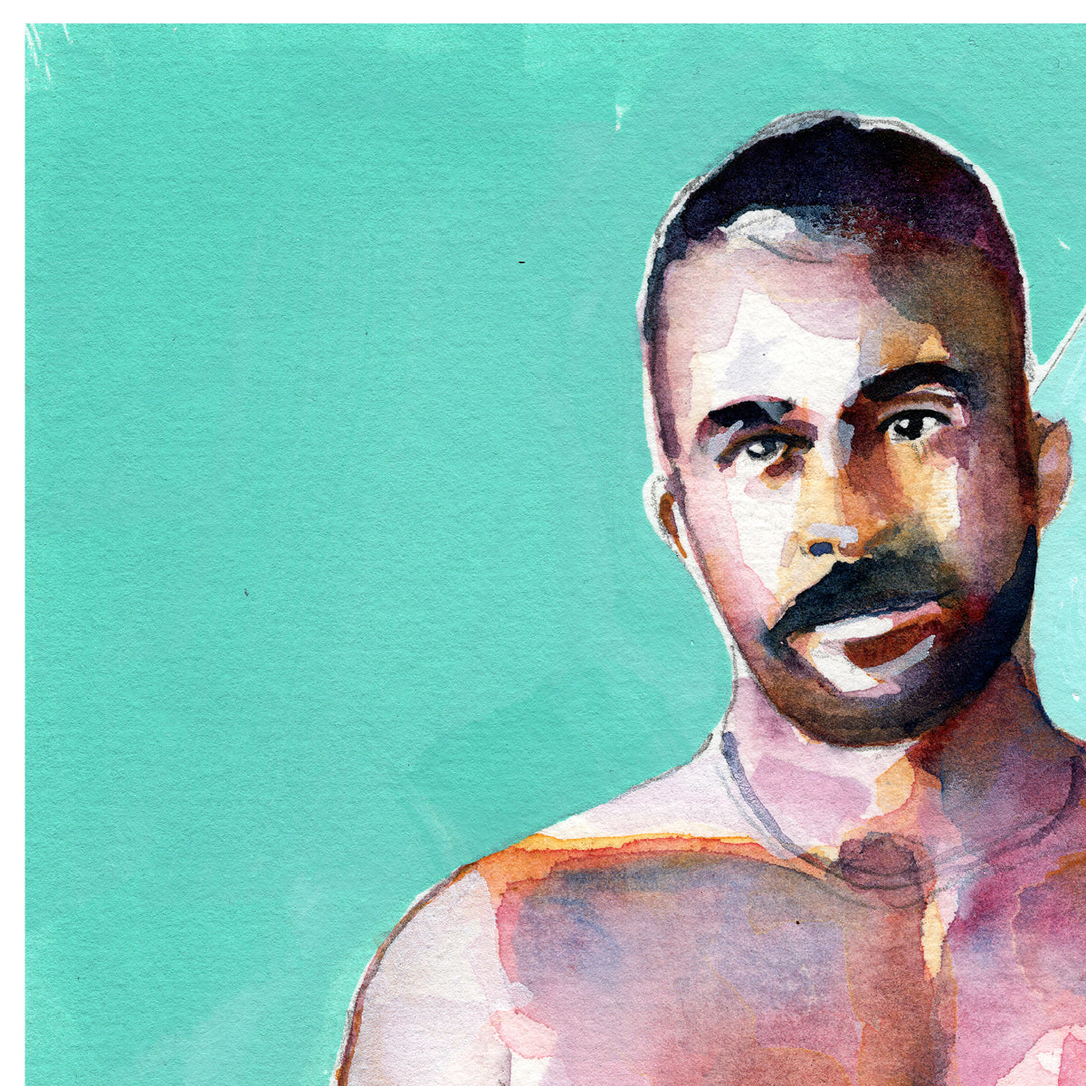 Vivid Confidence - Muscular Man in White Briefs - 6x9" Original Art Artist Brenden Sanborn