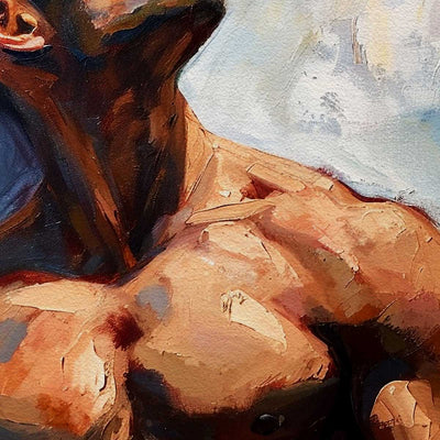 Sunlit Contours - Chiseled Physique Against Blue - Giclee Art Print Artist Brenden Sanborn