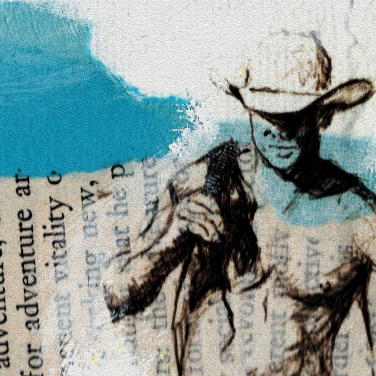 Cowboy Drifter on Book Pages – Art Print