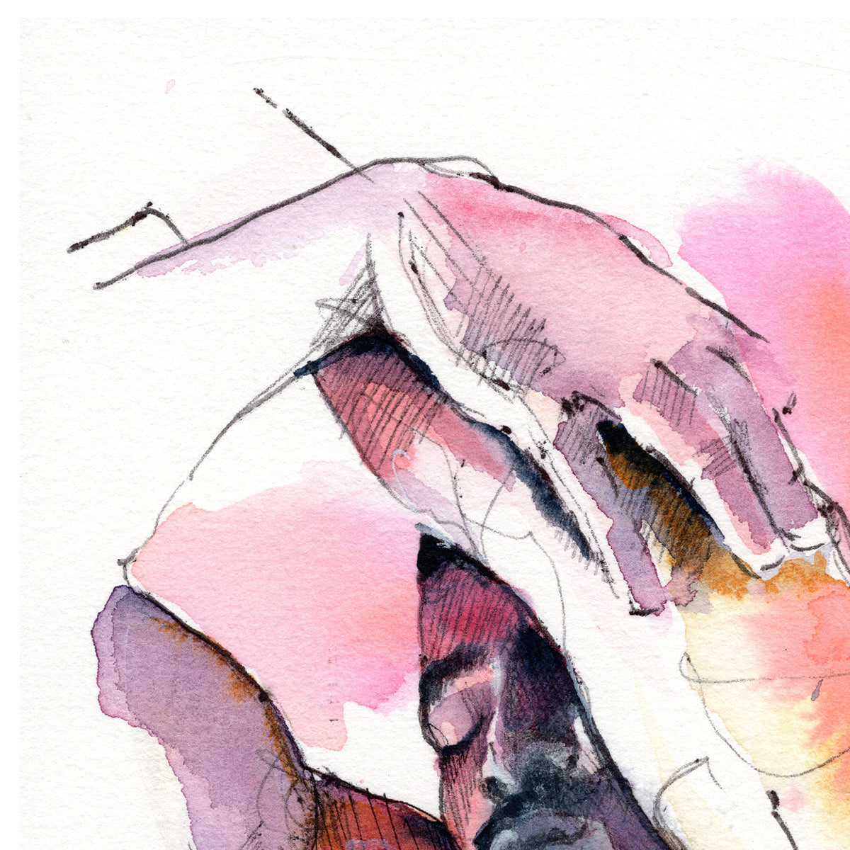 Male Figure with Vibrant Hues - 6x9" Original Watercolor Painting