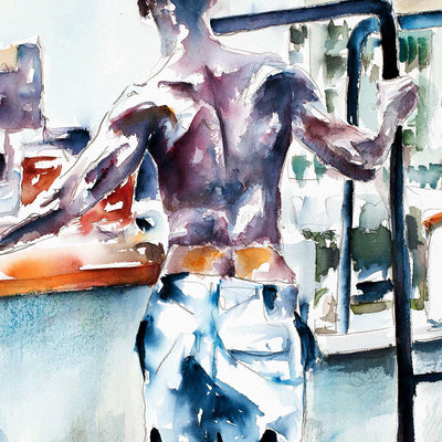 Back Muscles City View and a Hint of Booty – Art Print Artist Brenden Sanborn