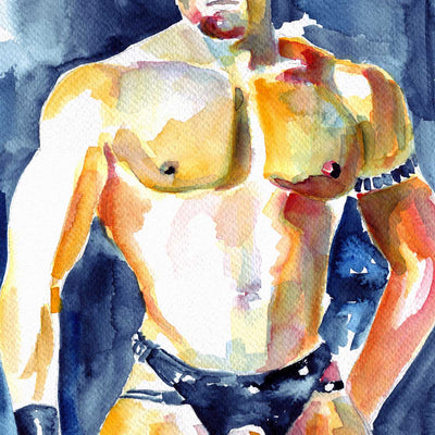 Leather-Clad Male in Full Gear - Art Print Artist Brenden Sanborn
