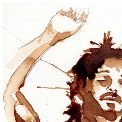 Caffeinated Rhythm - Shirtless Cuban Male in Sepia Tones - 6x9" Original Art