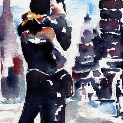 City Lights and Lovers Embracing – Art Print Artist Brenden Sanborn