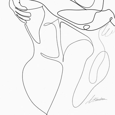 Wrapped in You One-Line Drawing of Two Men Hugging – Art Print Artist Brenden Sanborn