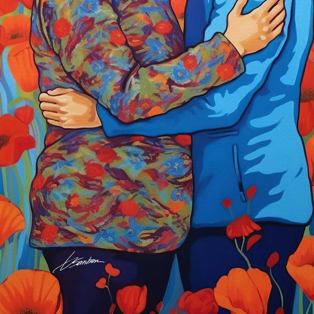 Two Men in Love Among Poppies – Art Print