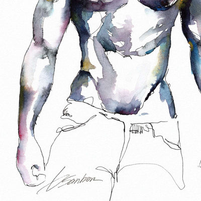 Ebony Strength & Whiskered Elegance: Original Watercolor by Brenden Sanborn Artist Brenden Sanborn
