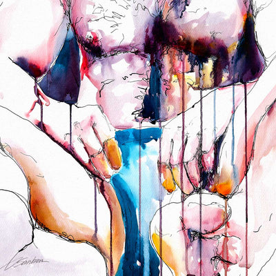 Bearded Strength Relaxed Body Hairy Chest and Quiet Power - Art Print Artist Brenden Sanborn