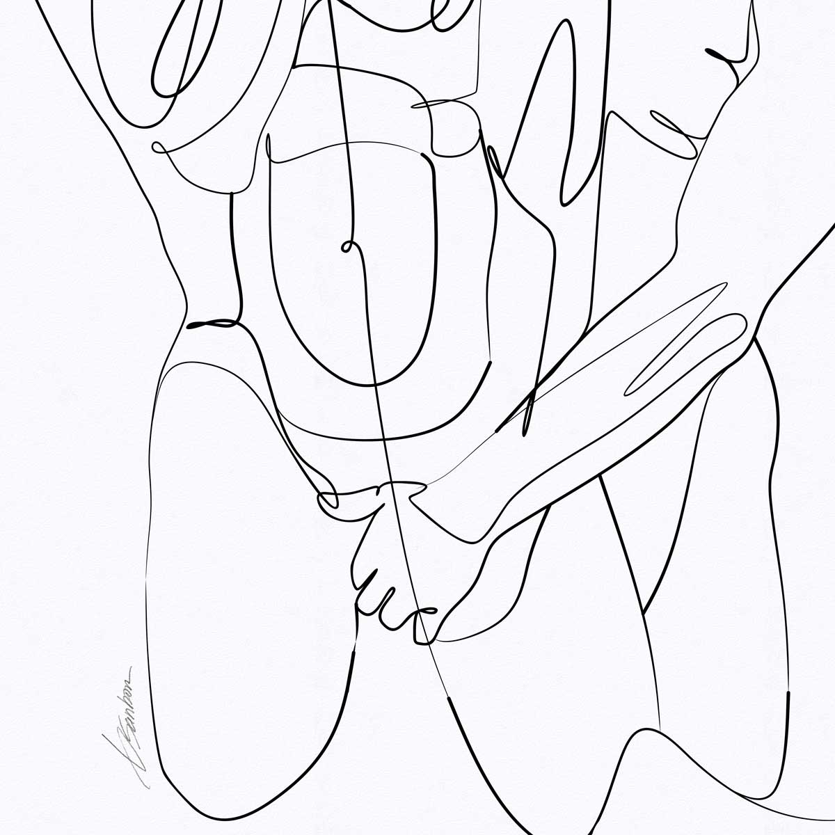 Lovers Entwined in One Line – Art Print