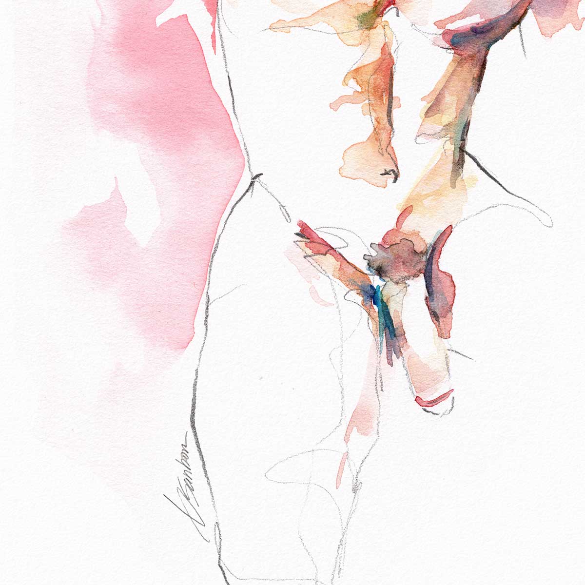 Fluid Male Form in Gentle Motion - Art Print