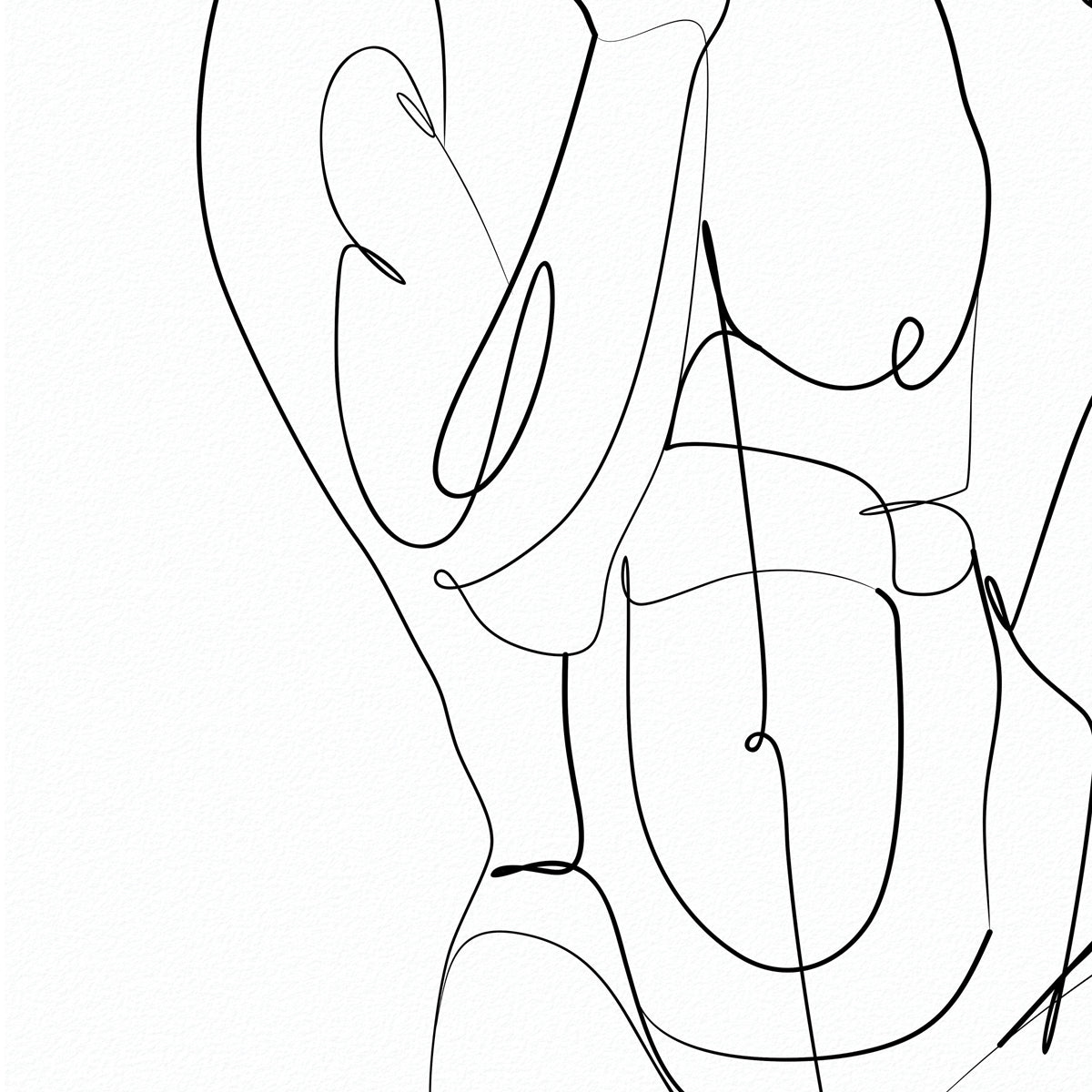 Intimate Whisper - One-Line Art of a Male Couple's Embrace - Giclee Art Print